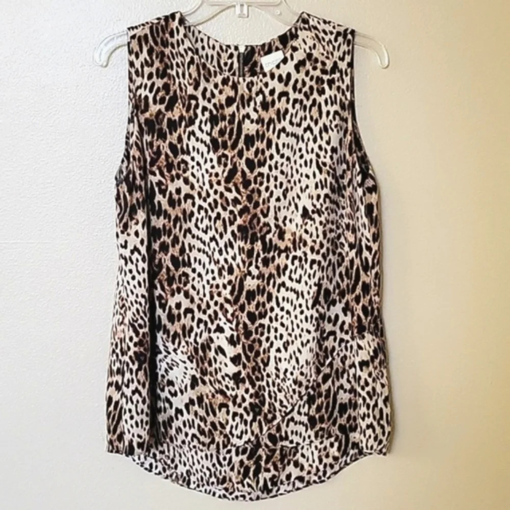 Chico's Brown Leopard Statement Top Boho Office Career - Size Medium